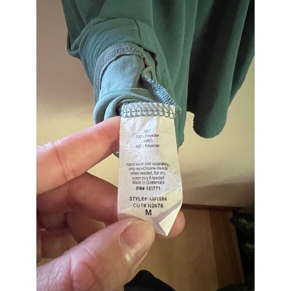 Gilli Faux Wrap Romper Ruched Sleeve Textured Fabric Teal - Picture 8 of 8